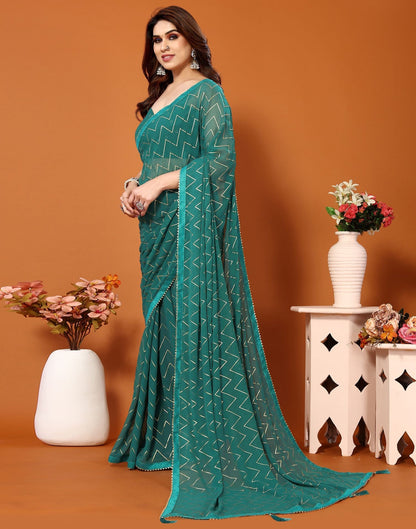 Green Printed Saree | Sudathi