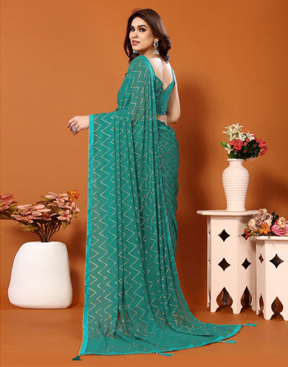 Green Printed Saree | Sudathi