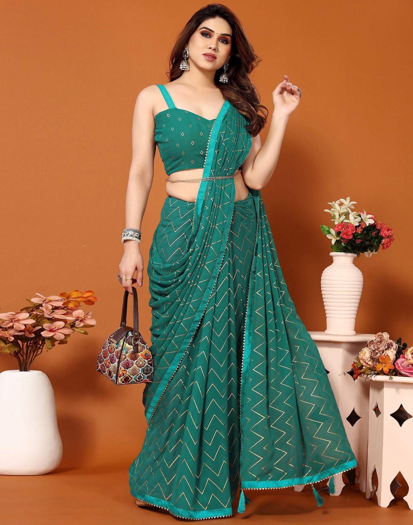 Green Printed Saree | Sudathi