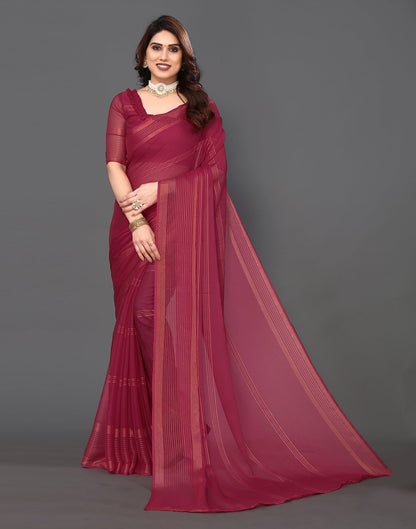 Maroon Chiffon Plain Saree
