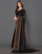 Black Chiffon Plain Saree