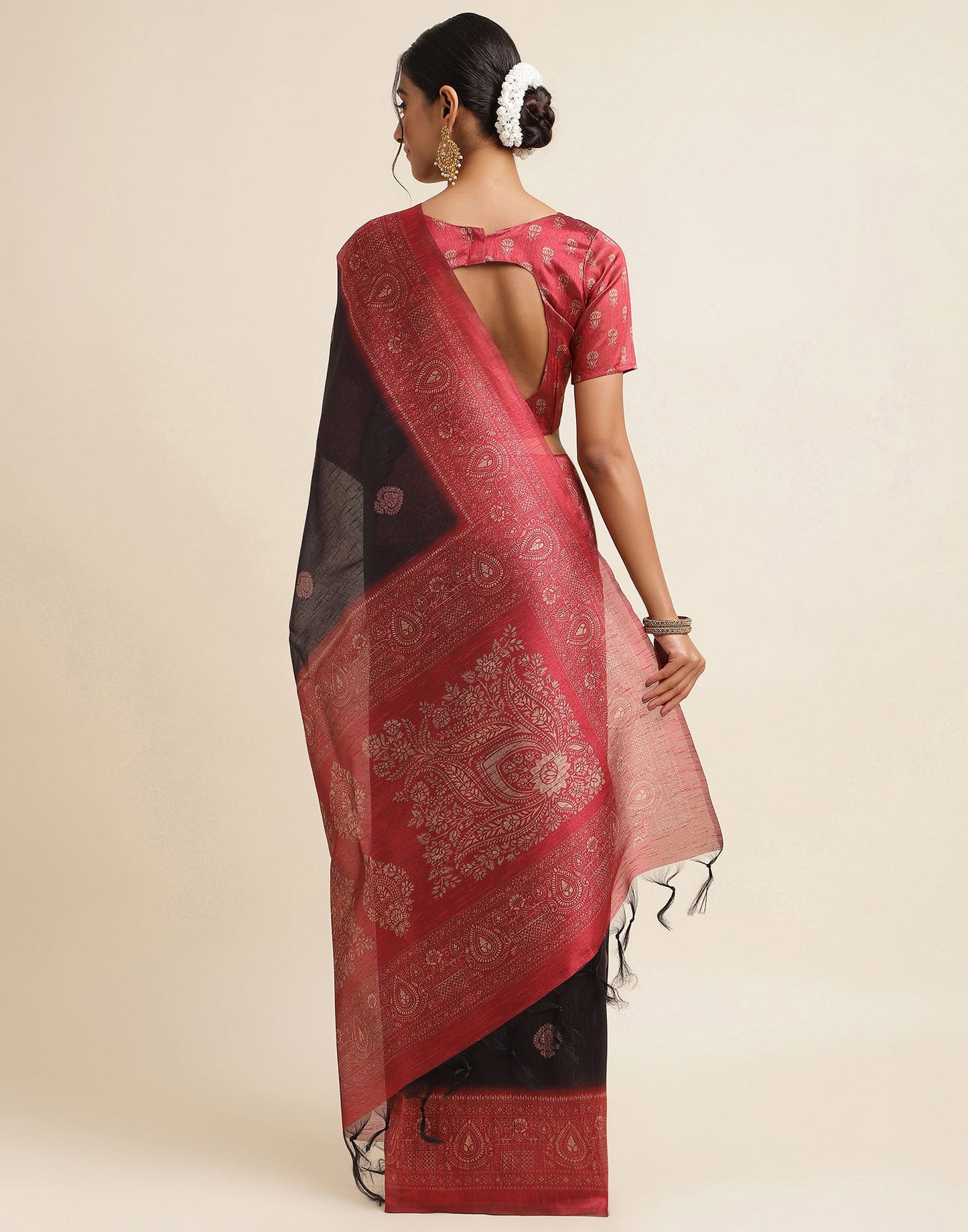 Black Silk Digital Printed Saree