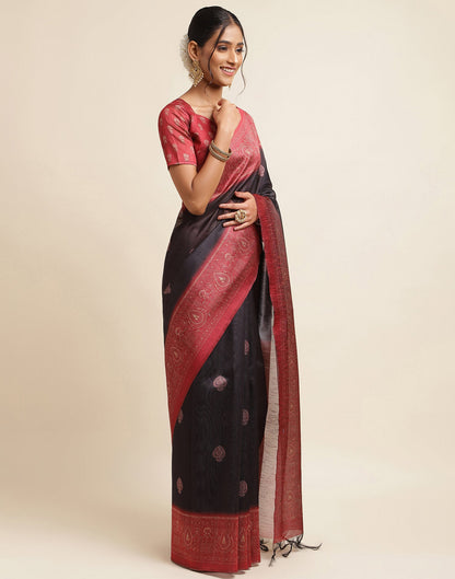 Black Silk Digital Printed Saree