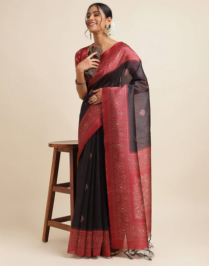 Black Silk Digital Printed Saree