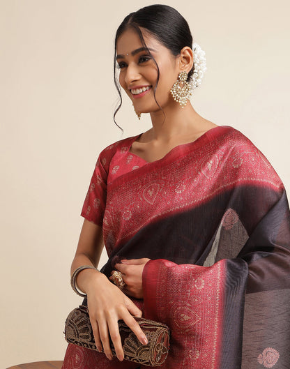 Black Silk Digital Printed Saree