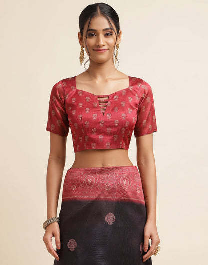 Black Silk Digital Printed Saree