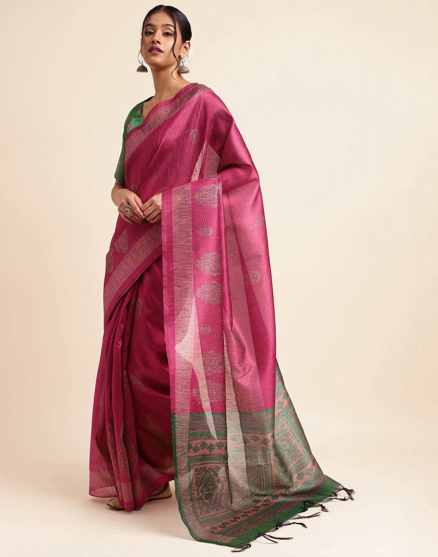 Pink Silk Digital Printed Saree