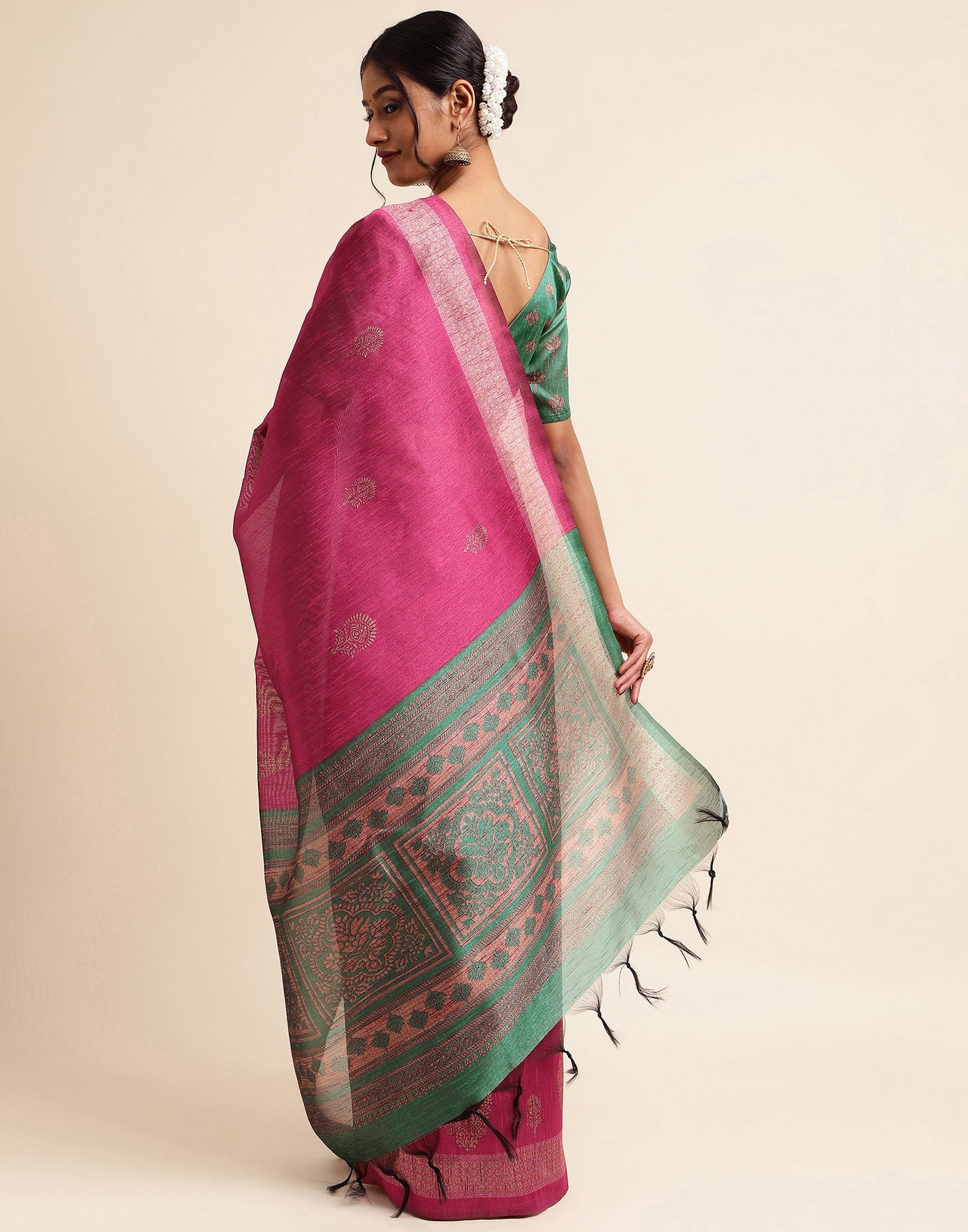 Pink Silk Digital Printed Saree