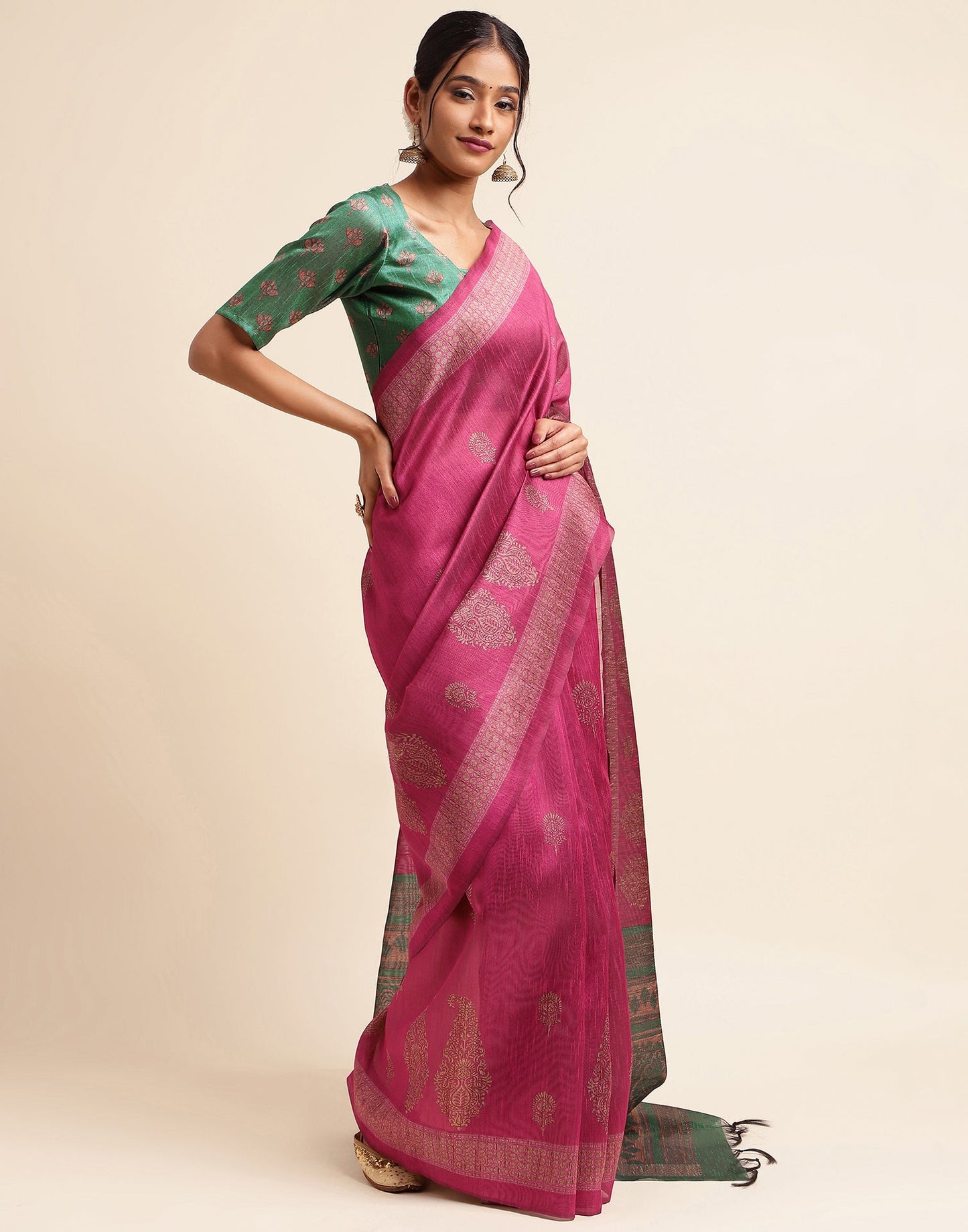 Pink Silk Digital Printed Saree