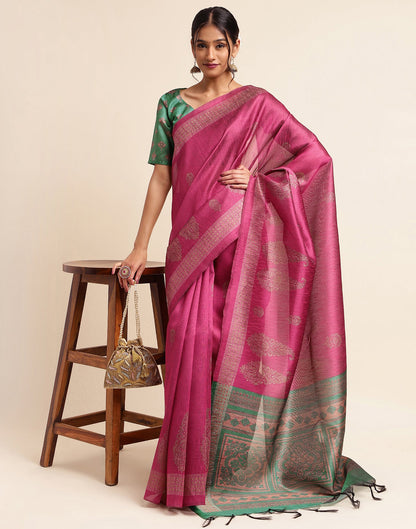 Pink Silk Digital Printed Saree