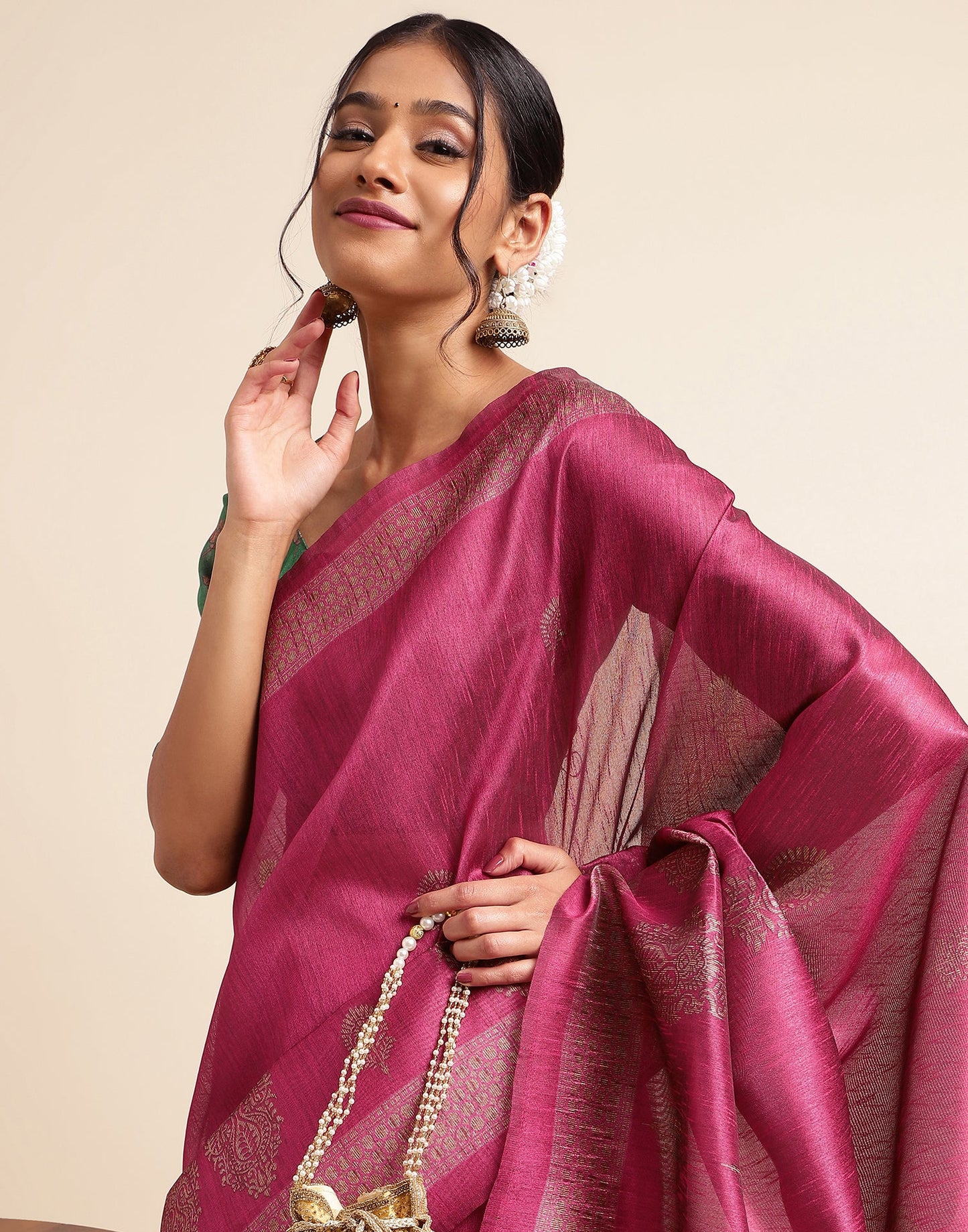 Pink Silk Digital Printed Saree