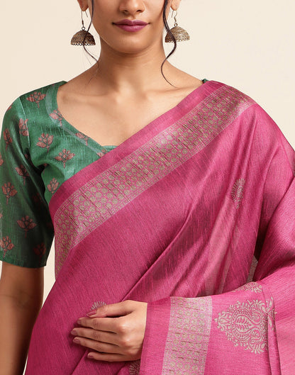 Pink Silk Digital Printed Saree