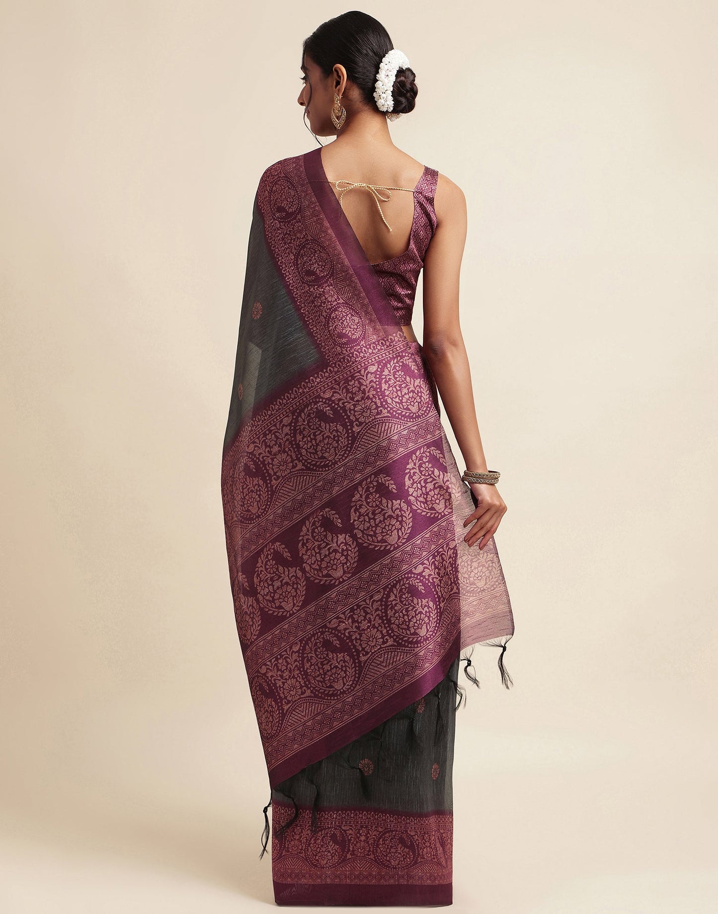 Grey Silk Digital Printed Saree