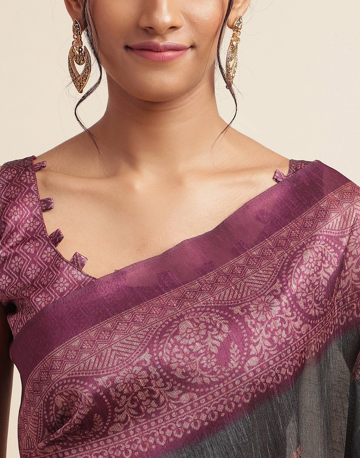 Grey Silk Digital Printed Saree