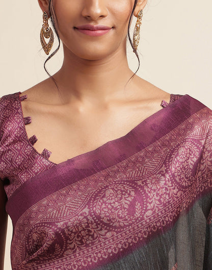 Grey Silk Digital Printed Saree