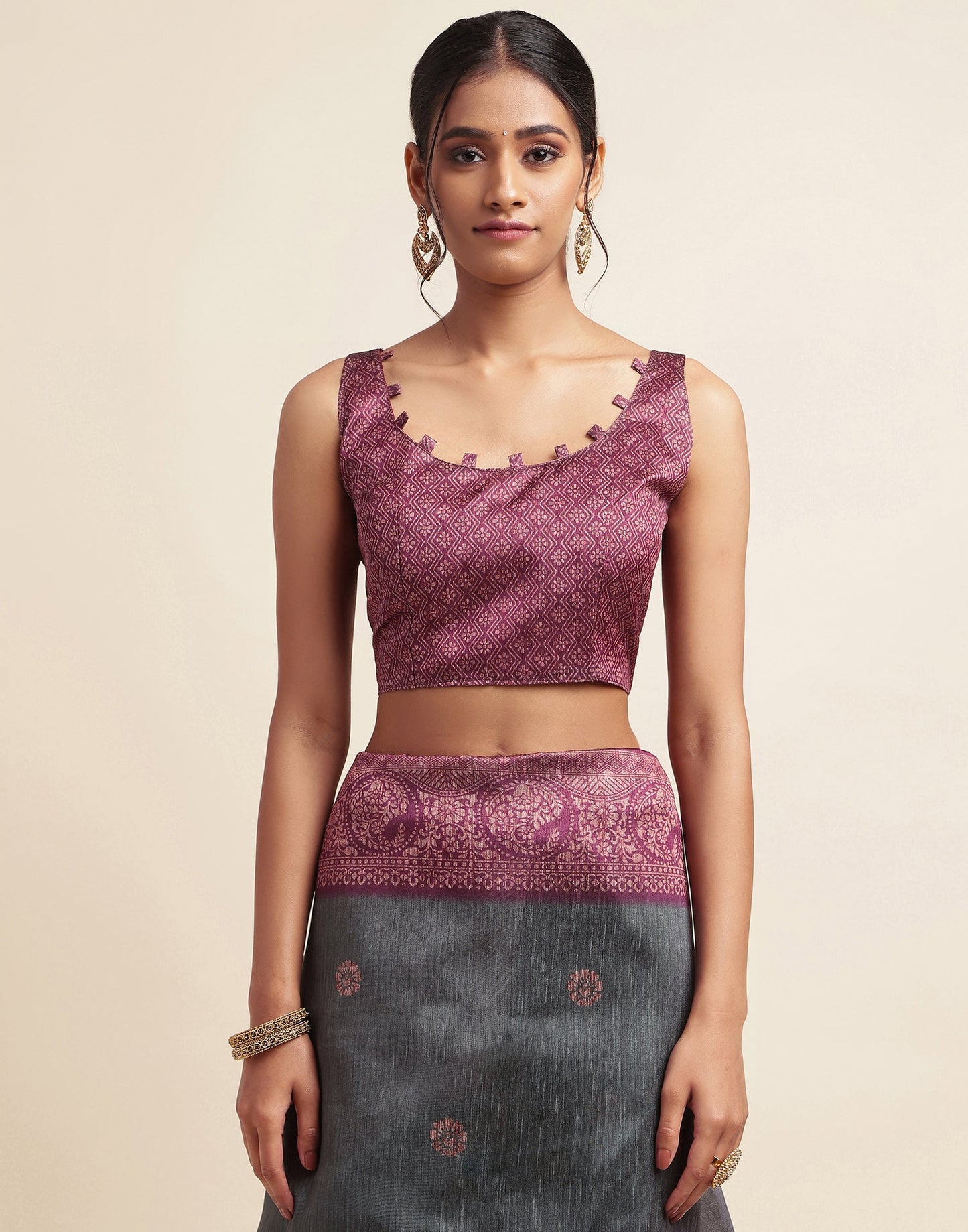 Grey Silk Digital Printed Saree