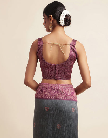 Grey Silk Digital Printed Saree