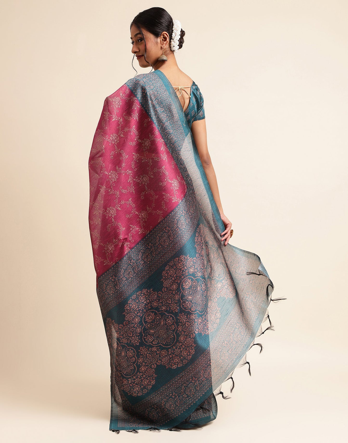 Pink Silk Digital Printed Saree