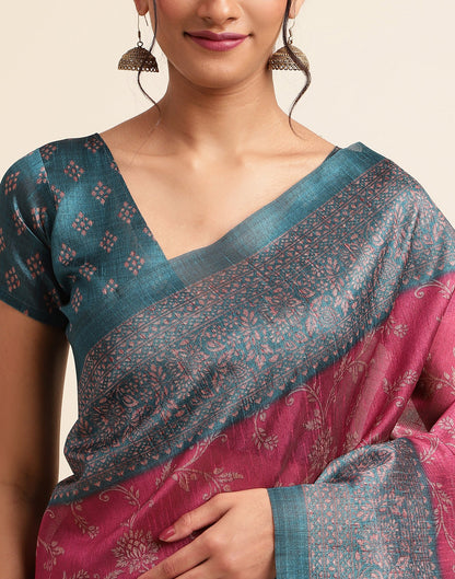 Pink Silk Digital Printed Saree