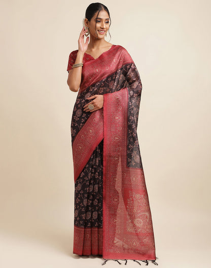 Black Silk Digital Printed Saree