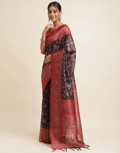 Black Silk Digital Printed Saree