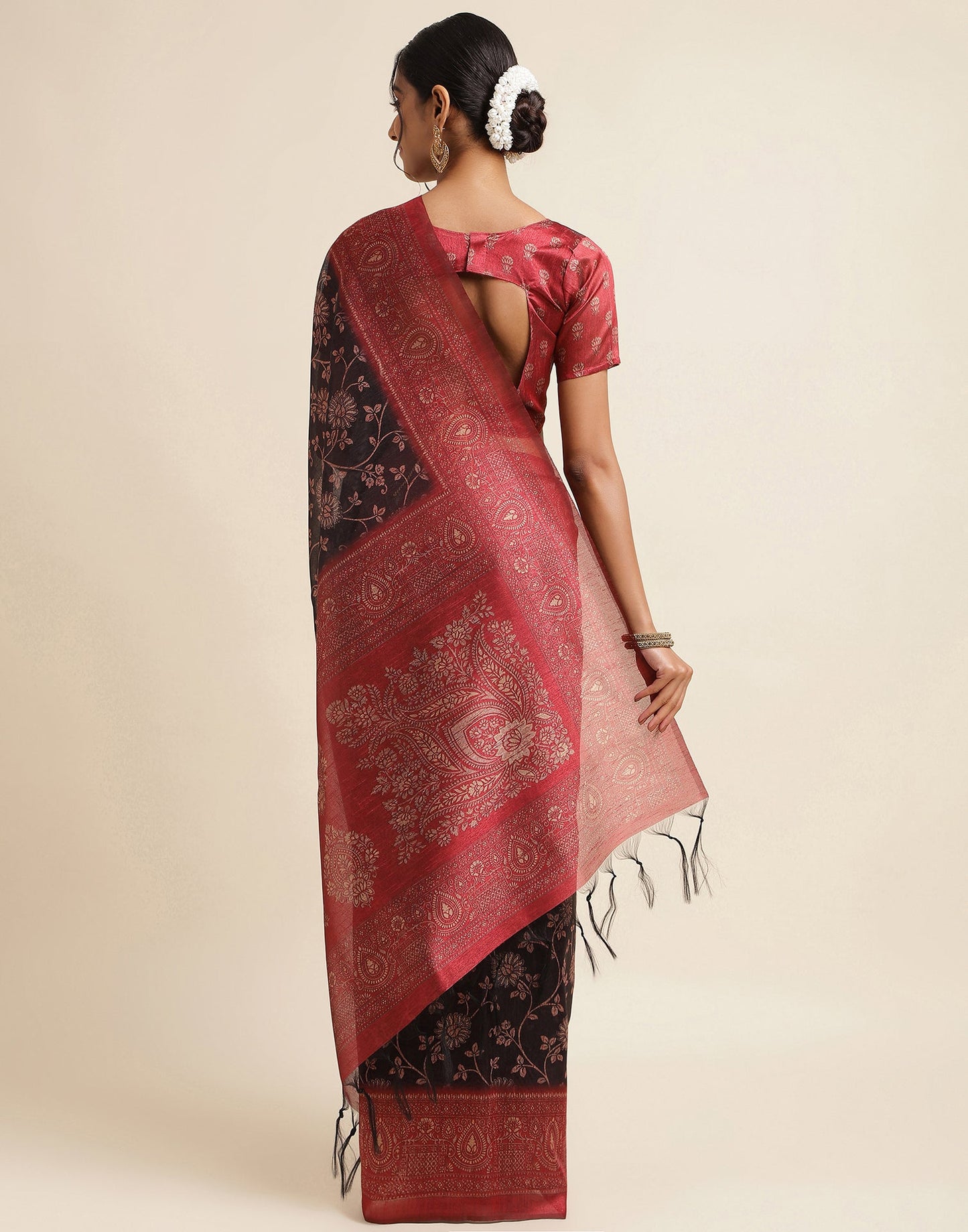 Black Silk Digital Printed Saree