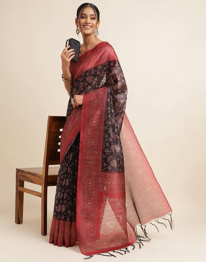 Black Silk Digital Printed Saree