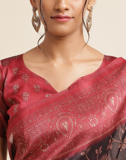 Black Silk Digital Printed Saree