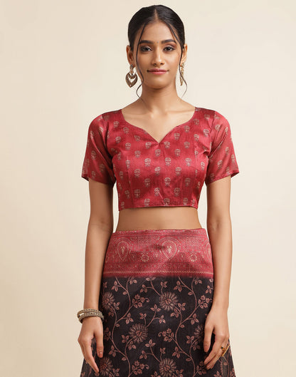 Black Silk Digital Printed Saree