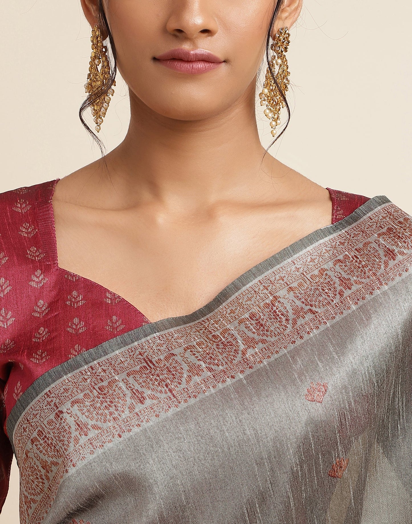 Grey Silk Digital Printed Saree