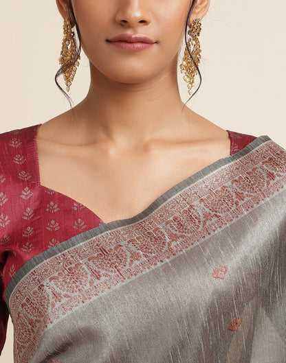 Grey Silk Digital Printed Saree