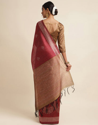 Maroon Silk Digital Printed Saree