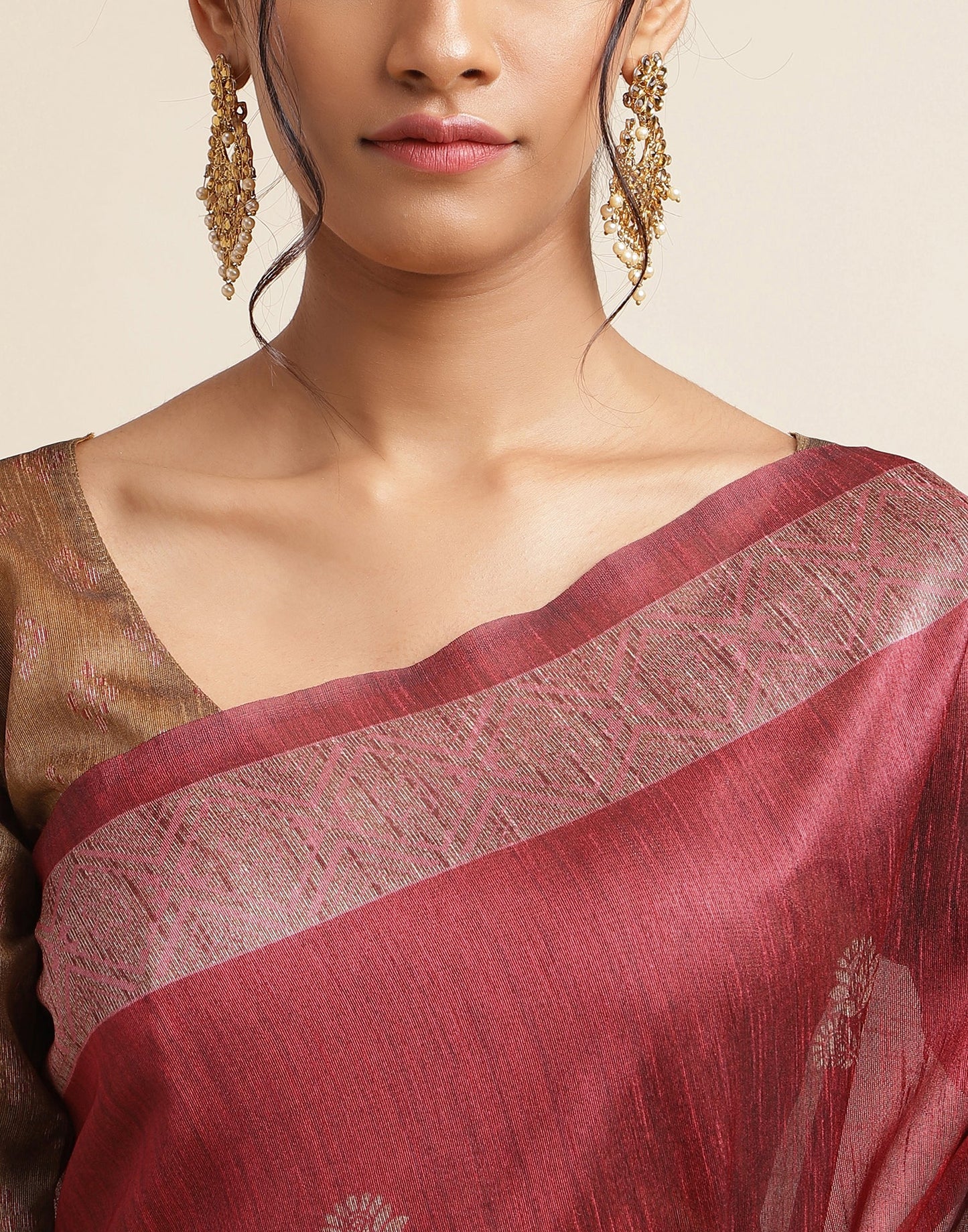 Maroon Silk Digital Printed Saree
