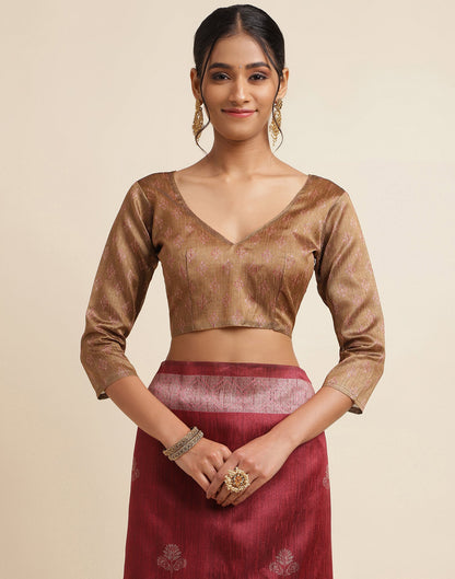 Maroon Silk Digital Printed Saree