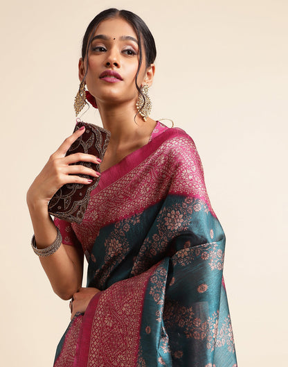 Green Silk Digital Printed Saree