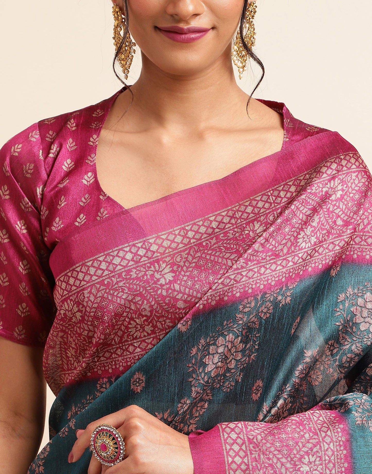 Green Silk Digital Printed Saree