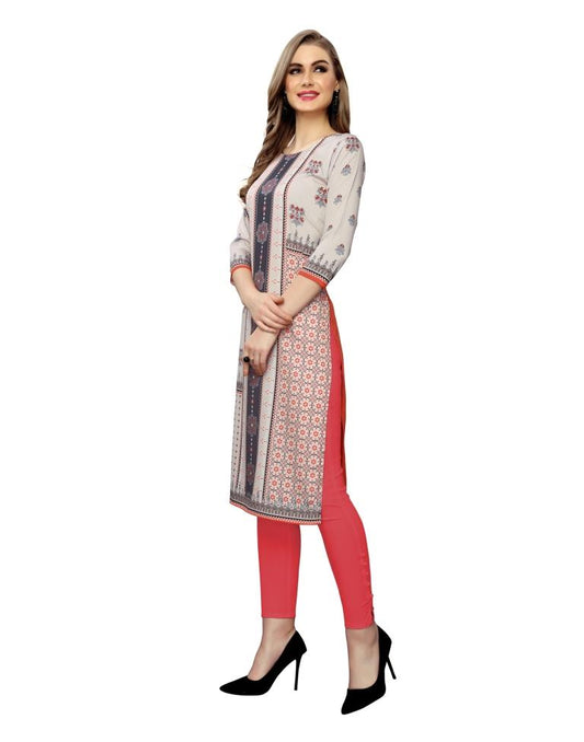 Grey Printed Crepe Kurti | Sudathi