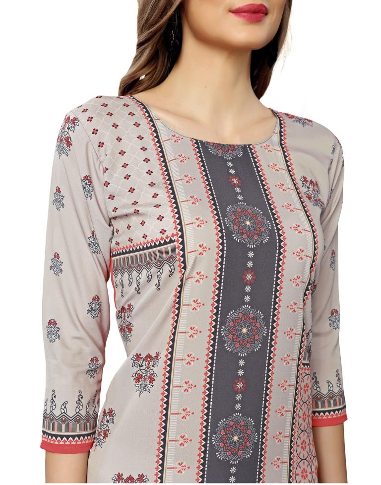 Grey Printed Crepe Kurti | Sudathi