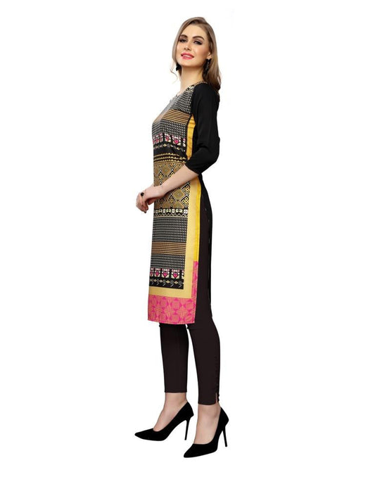 Black Printed Crepe Kurti | Sudathi