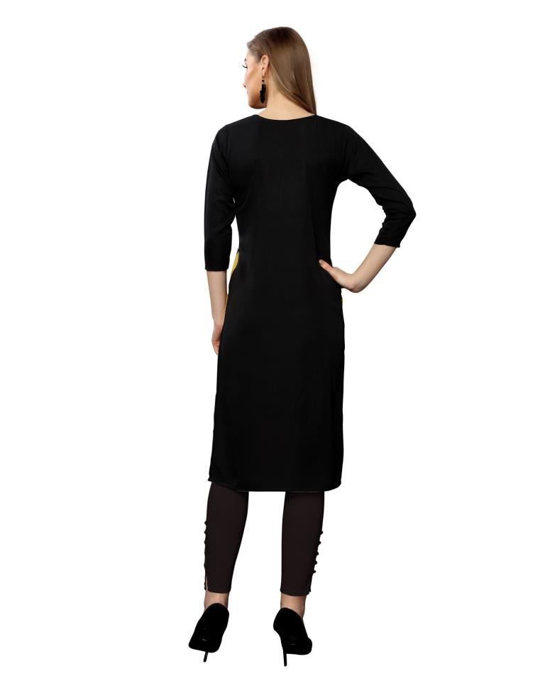 Black Printed Crepe Kurti | Sudathi
