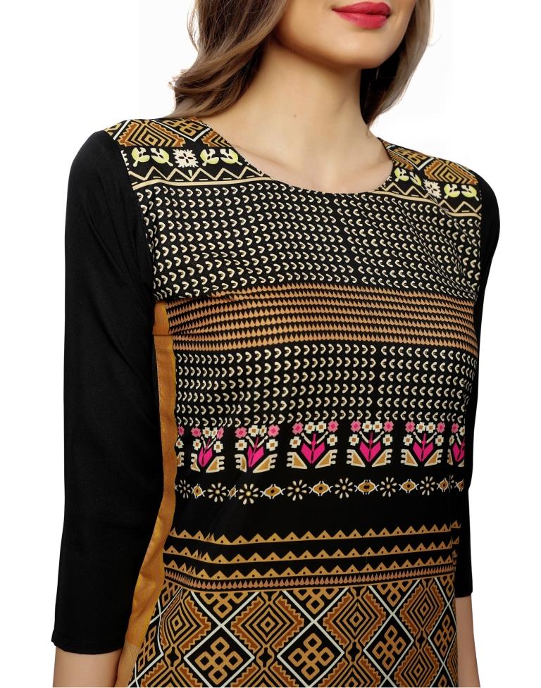 Black Printed Crepe Kurti | Sudathi