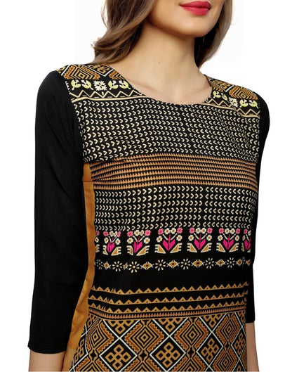 Black Printed Crepe Kurti | Sudathi