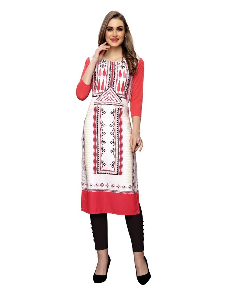 Off White Printed Crepe Kurti | Sudathi