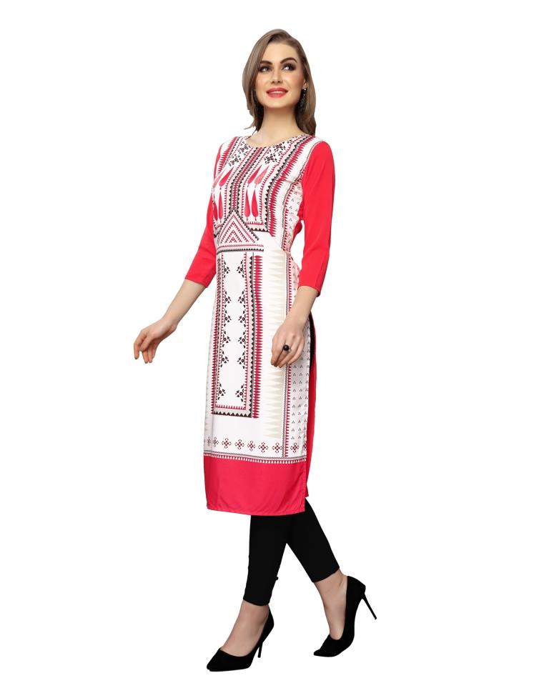 Off White Printed Crepe Kurti | Sudathi