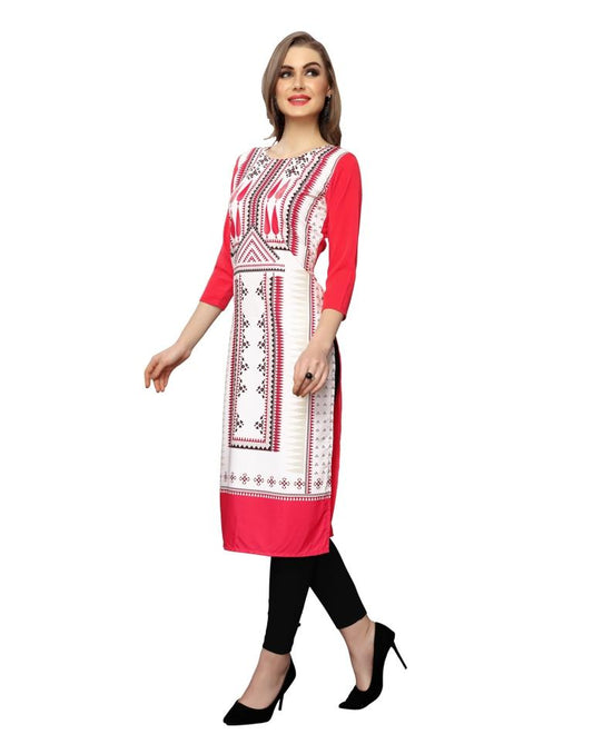 Off White Printed Crepe Kurti | Sudathi