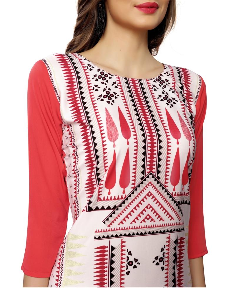 Off White Printed Crepe Kurti | Sudathi