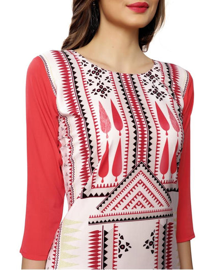 Off White Printed Crepe Kurti | Sudathi