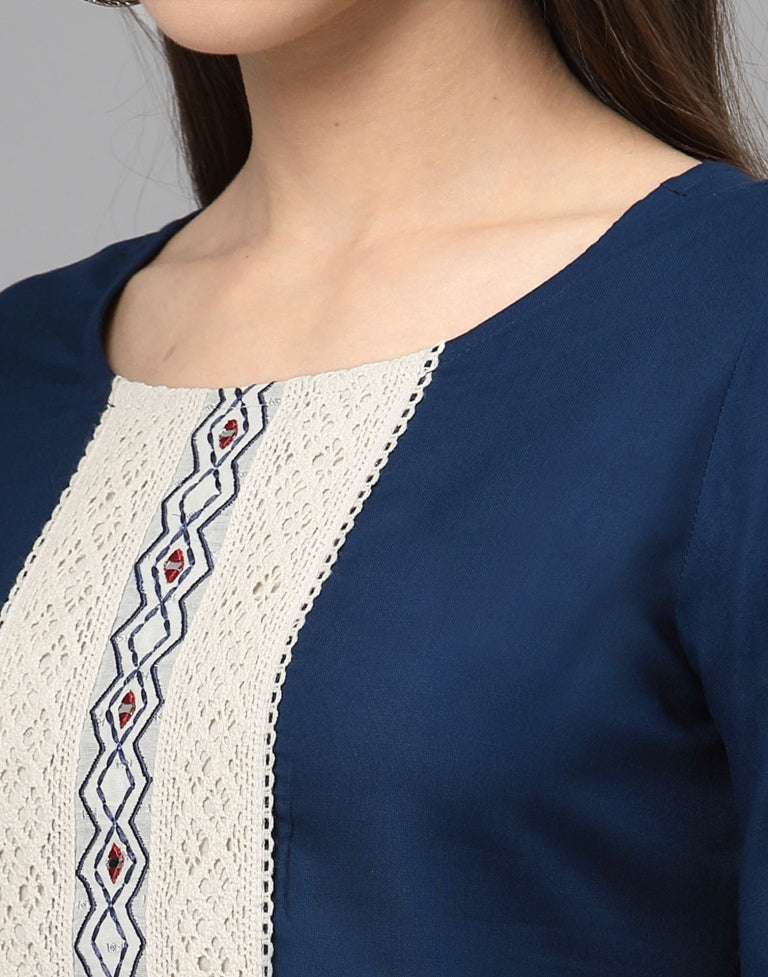 Dark Blue Embroidered Top | Sudathi