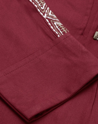 Maroon Pleated Neck Tops | Sudathi