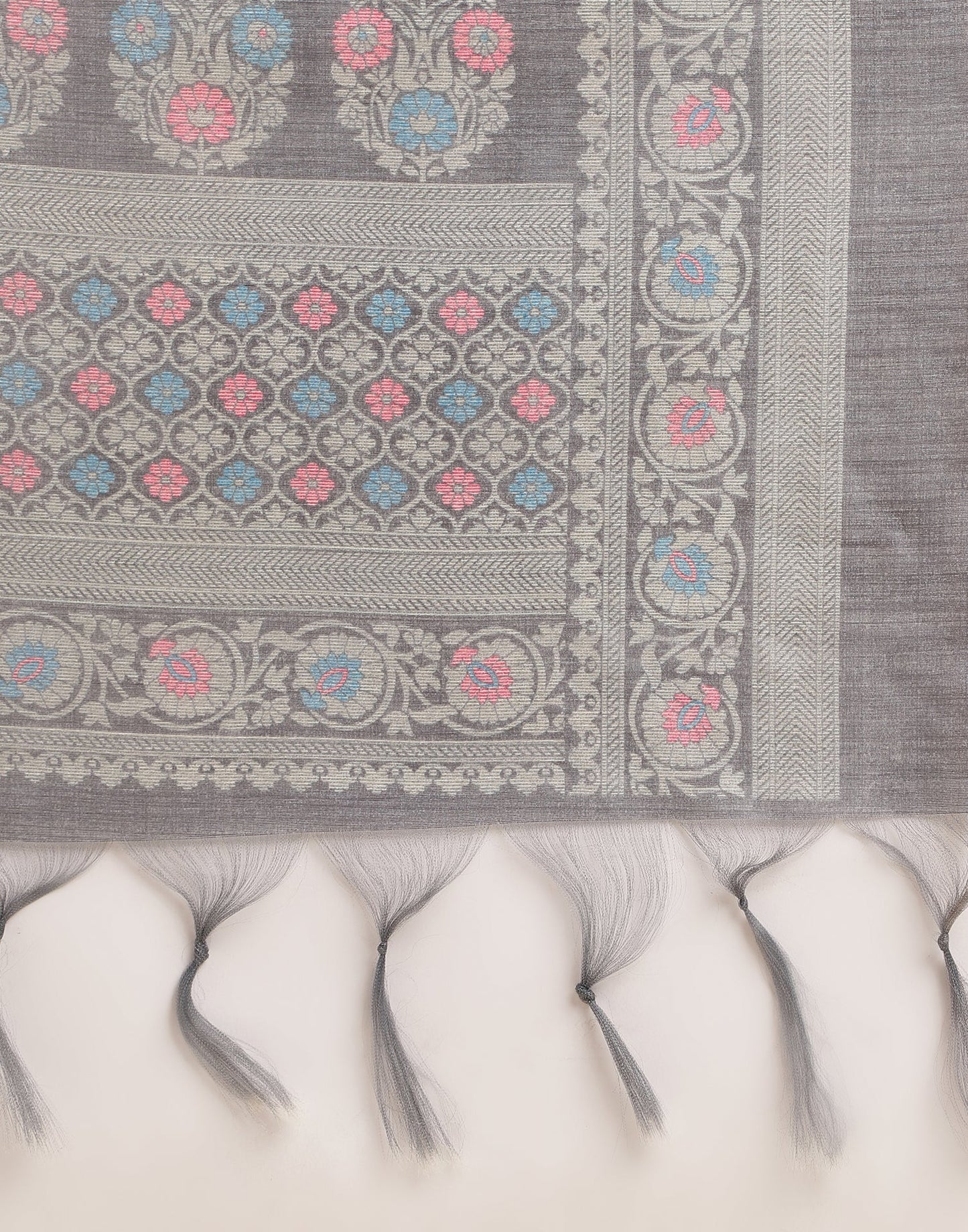 Grey Silk Digital Printed Saree